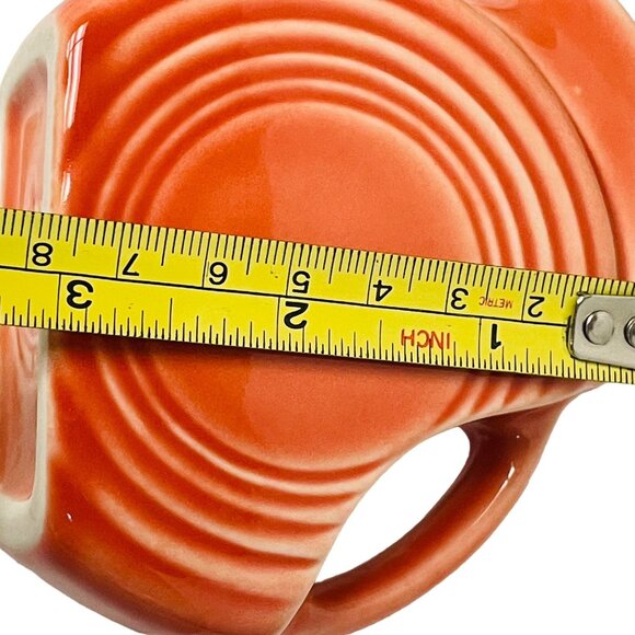Vintage Fiesta Ware Small Tangerine Disk Pitcher‎ 4.5 inches tall, 6 inches wide - Picture 6 of 6